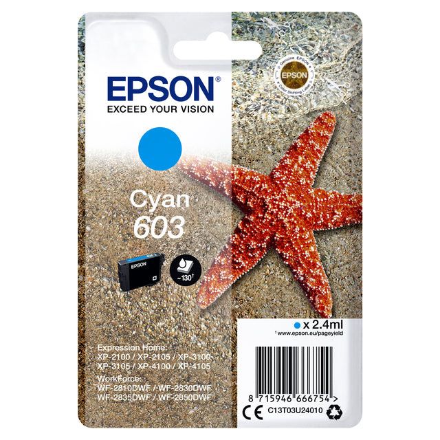 EPSON - Inkcartridge Epson 603 T03U2 BLUE | 10 pièces