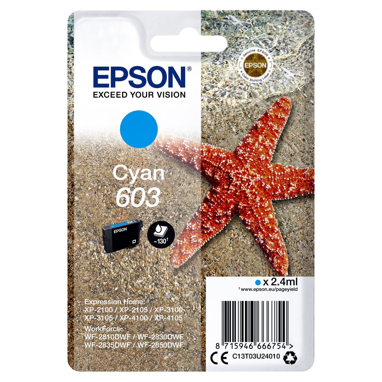 Epson - Cartouche d'encre 603 T03U2 bleu | 10 pièces