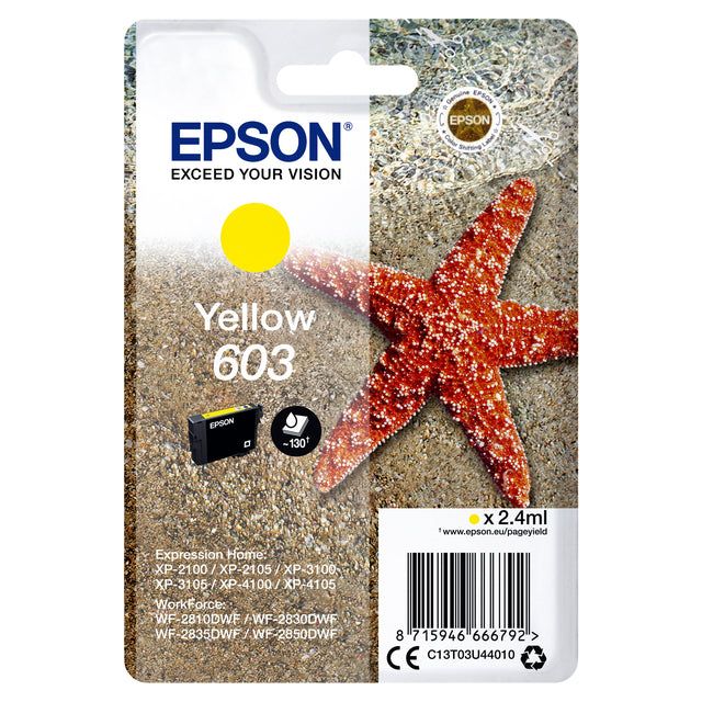 EPSON - Inkcartridge Epson 603 T03U4 jaune | 10 pièces