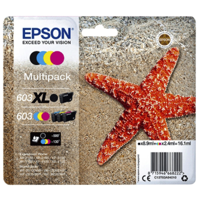 EPSON - Inkcartridge EPSON 603 T03A9 Black XL + 3 Couleurs