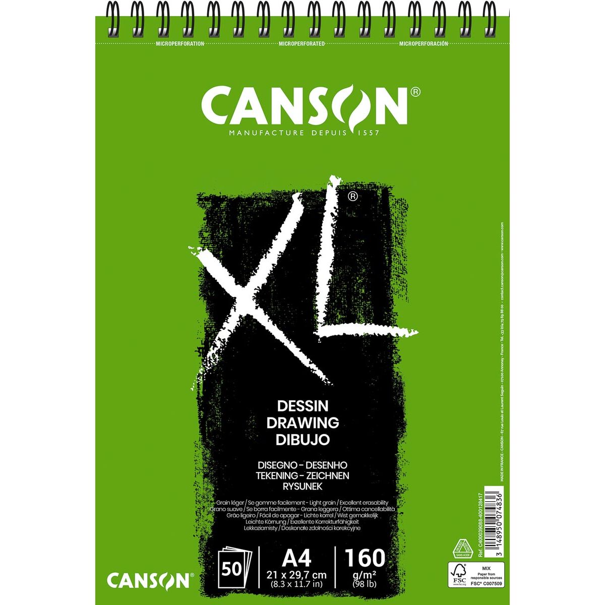 Canson -  Tekenpapier XL Drawing 50vel 160gr A4 wit