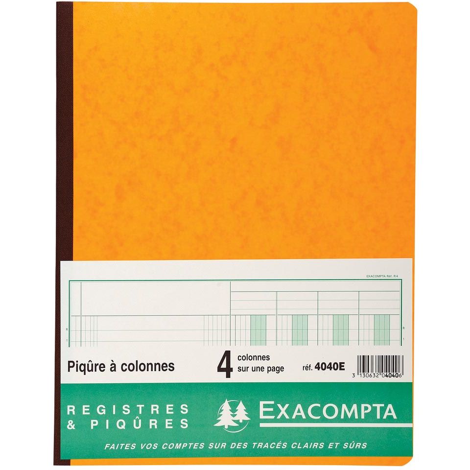 Exacompta - Register, ft 32 x 25 cm, 4 Spalten auf 1 Seite, 31 Zeilen, 80 Seiten