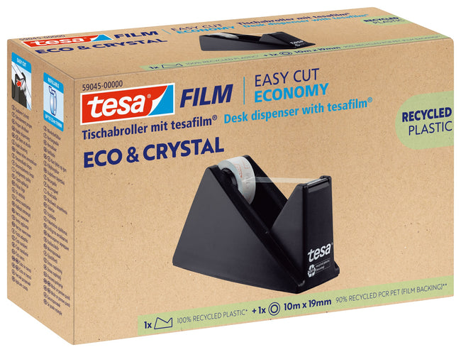 Tesa -  Plakbandhouder 59045 zwart met 1 rol 19mmx10m | 6 stuks