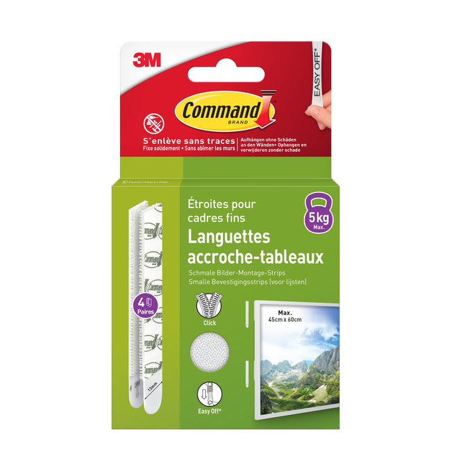 Command -  Bevestigingsstrip  klik vast smal 5.4kg wt | 10 stuks