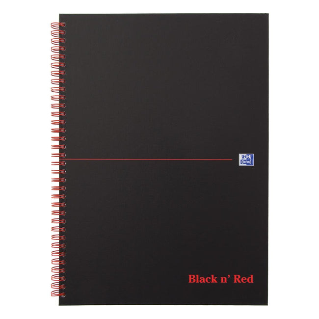 Oxford - Black N 'Red Spiral Block Carton, 140 pages ft A4, à carreaux 5 mm