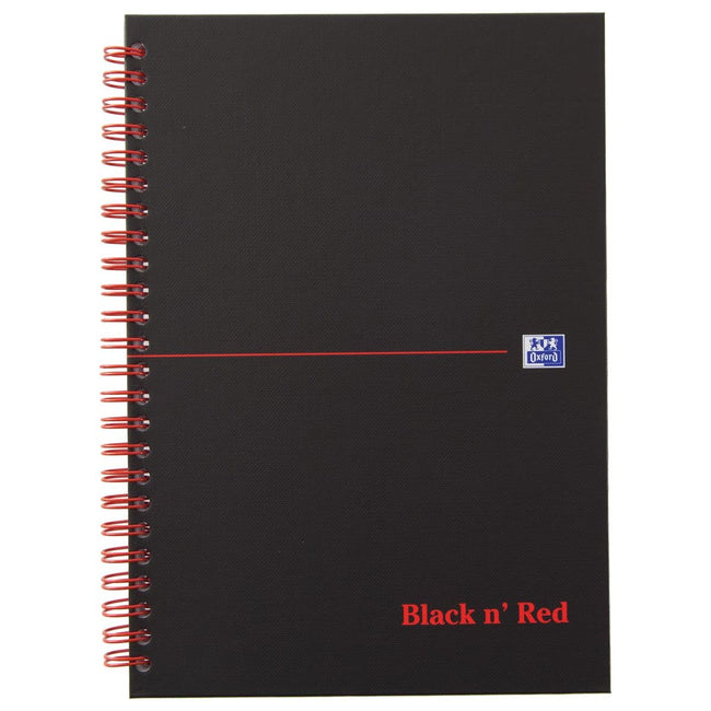 Oxford - BLACK N' RED spiraalblok karton, 140 bladzijden ft A5, geruit 5 mm