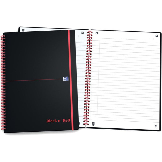 Oxford - Black N 'Red Spiral Block Plastic, 140 pages ft A4, doublé