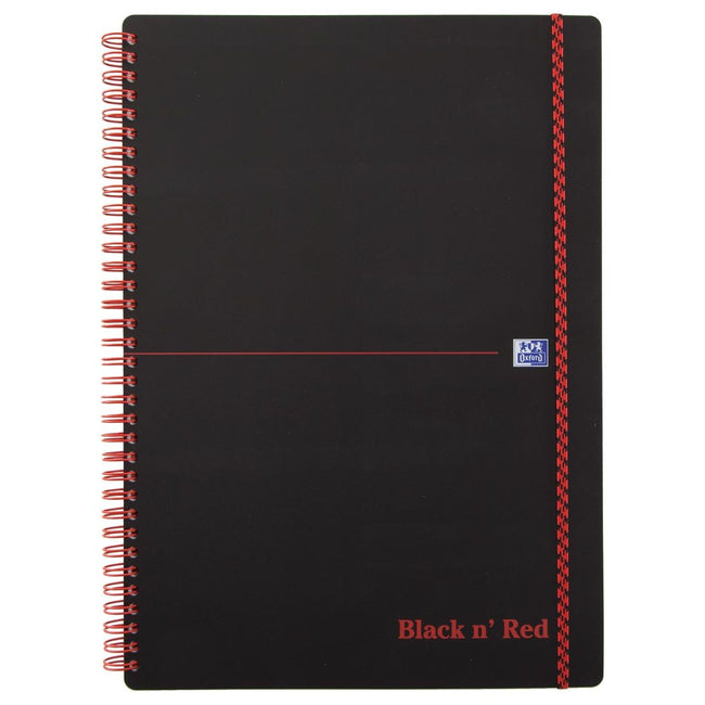 Oxford - Black N 'Red Spiral Block Plastic, 140 pages ft A4, à carreaux 5 mm