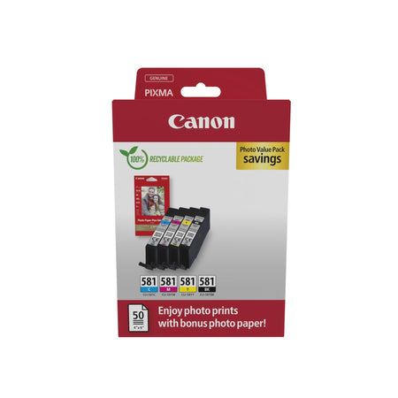 Canon - Cartouche d'encre CLI-581 4 couleurs + papier