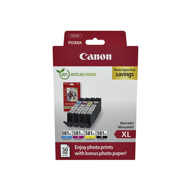 Canon - Inktcartridge  cli-581xl + 50 vel 10x15cm