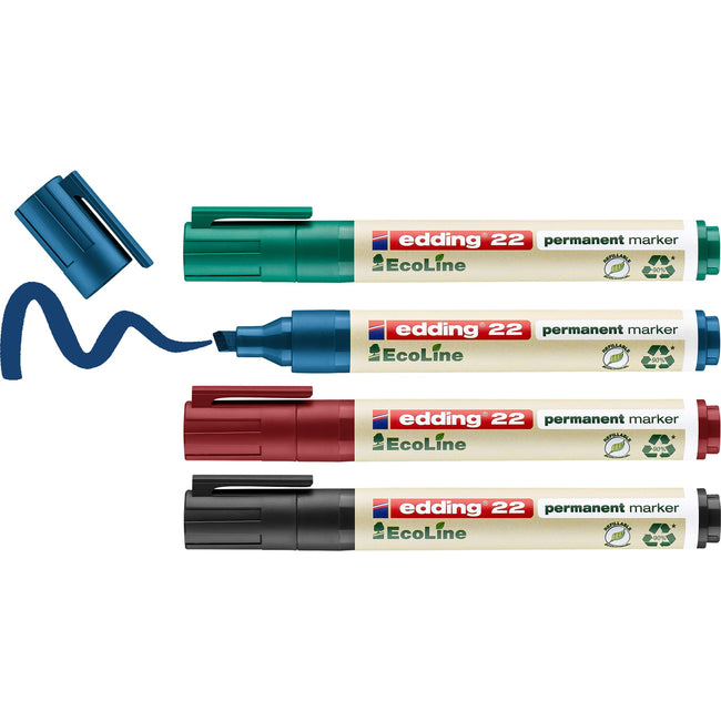 Edding -  Viltstift  22 eco schuin 1-5mm assorti | 10 stuks
