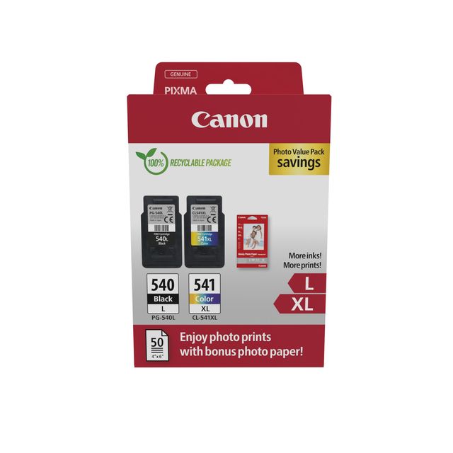 Canon - Tintenpatrone PG-540L CL-541XL Schwarz+Farbe+Papier