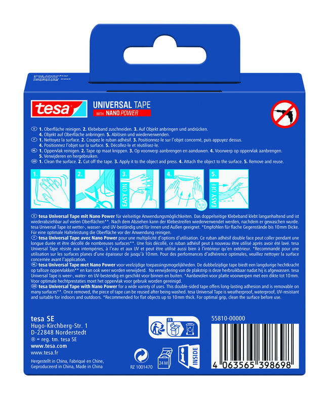 Tesa -  Plakband nano power dubbelzijdig 30mmx3m