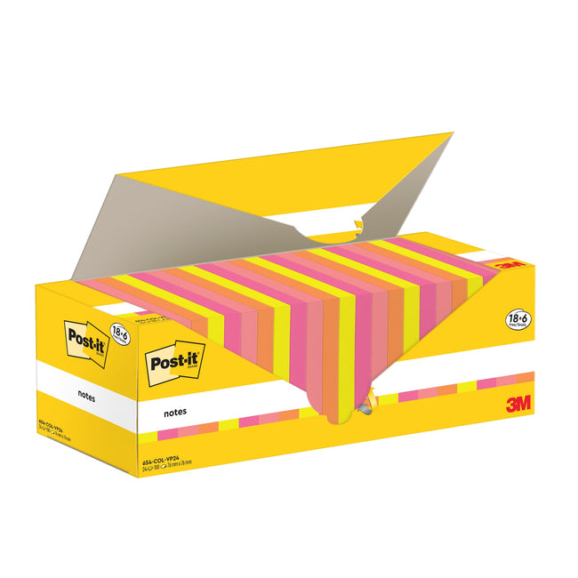 Post-it -  Memoblok 3m  654-col 76x76mm kleur ass