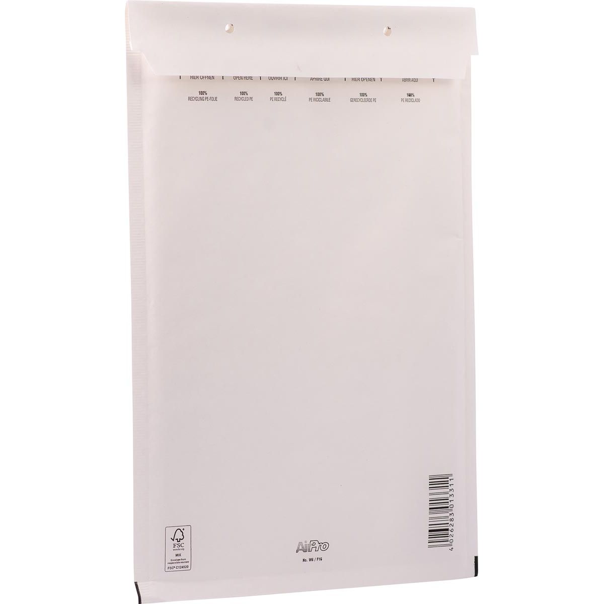 Airpro - Bong-Luftpolsterhüllen C16, ft 220 x 340 mm mit Streifenverschluss, weiß, 10 Stück