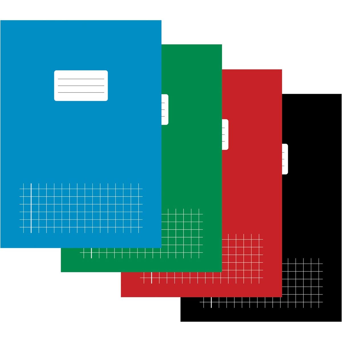 Klika - Carnet pour pi A4, quadrillé 10 mm, 80 pages, avec première ligne, couleurs assorties, paquet de 5