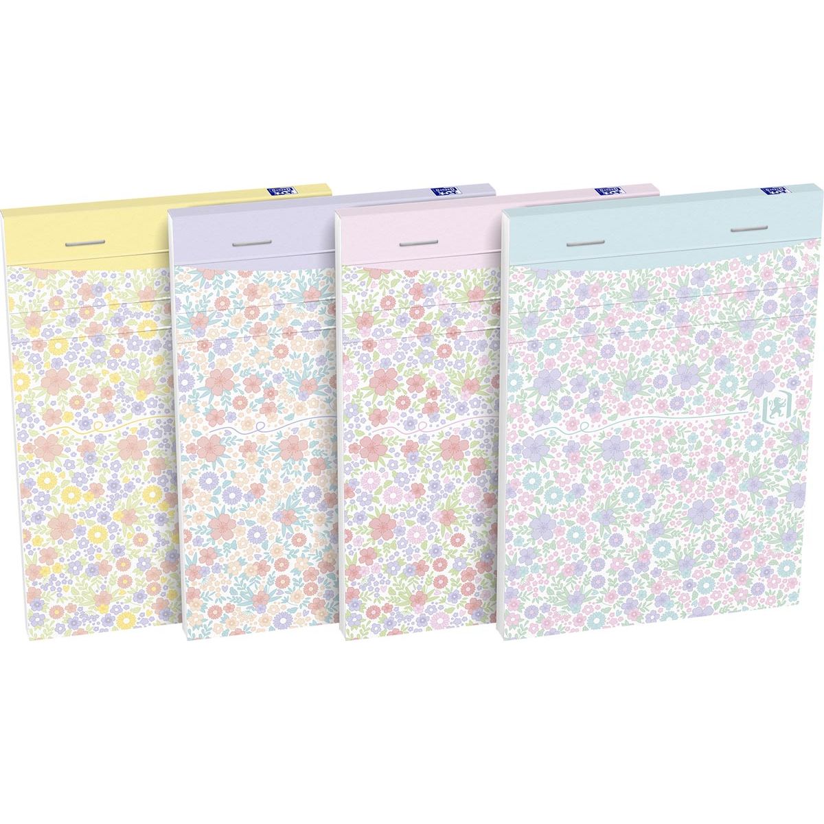 Oxford - Bloc-notes floral à couverture souple, format A6, 80 feuilles lignées, 4 motifs assortis