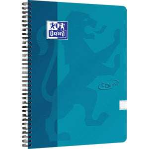 Oxford -  School Touch spiraalblok, ft A4, 140 bladzijden, geruit 5 mm, blauw (aqua)