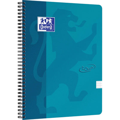 Oxford -  School Touch spiraalblok, ft A4, 140 bladzijden, geruit 5 mm, blauw (aqua)