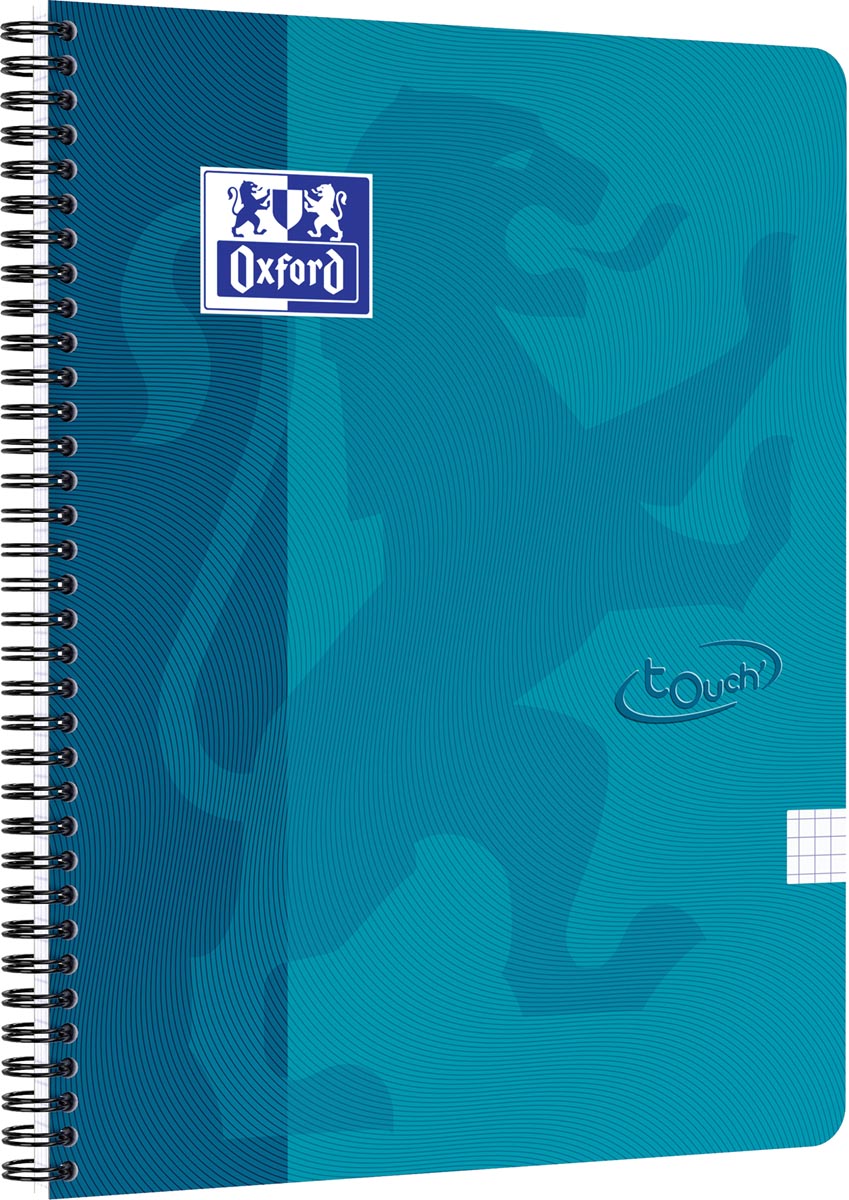 Oxford - Bloc en spirale scolaire, ft A4, 140 pages, vérifié 5 mm, bleu (aqua)