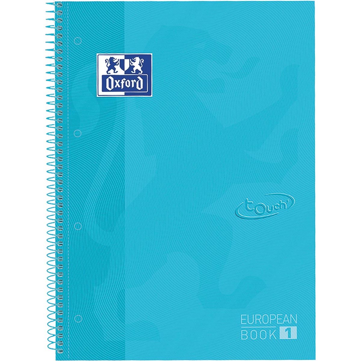 Oxford -  School Touch peanbook spiraalblok, ft A4+, 160 bladzijden, geruit 5 mm, pastel blauw
