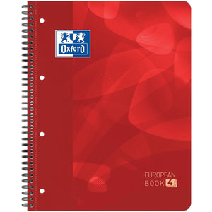 Oxford - Carnet de projets School A4+ diamant 5x5mm 4 trous 240 pages rouge