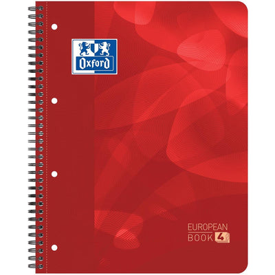 Oxford - Carnet de projets School A4+ diamant 5x5mm 4 trous 240 pages rouge
