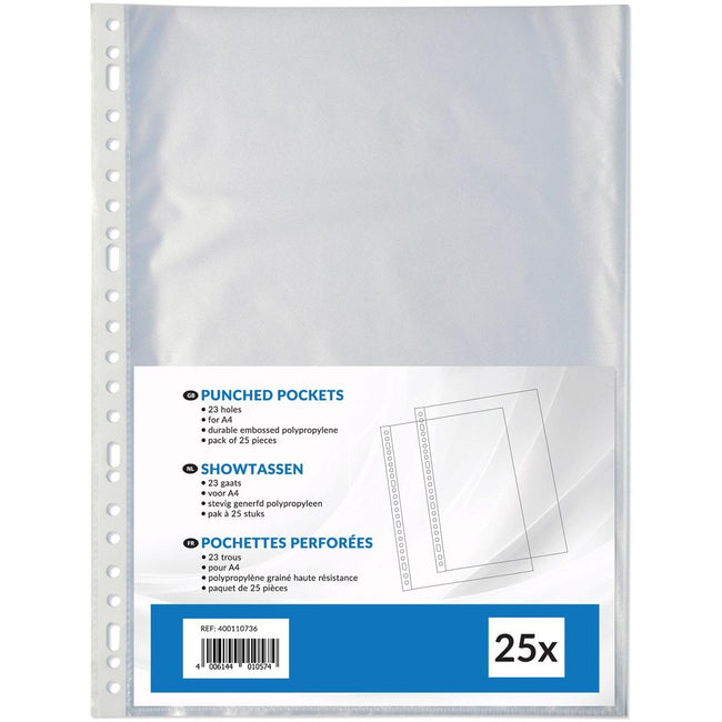 Klika - Sac de présentation perforé ft A4, perforation 23 trous, paquet de 25 pièces