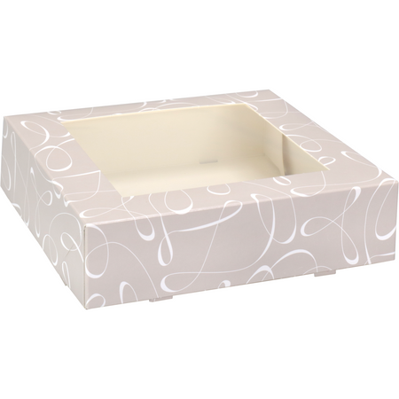 Klika - Boîte à pâtisserie | Tourbillon | carton + PET | 19x19x5cm | avec fenêtre | 200 pièces