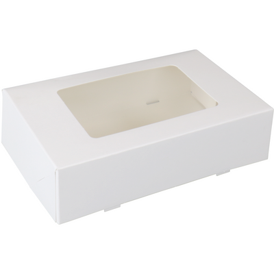 Klika - Boîte à pâtisserie | carton + PET | 19x12,5x5cm | avec fenêtre | blanc | 250 pièces