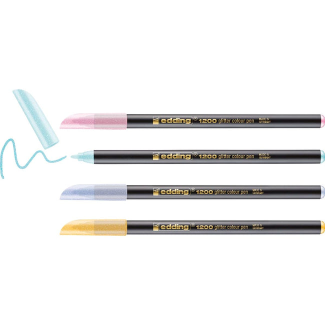 Edding - Fineliner 1200 pastel fin pailleté assorti lot de 4 pièces