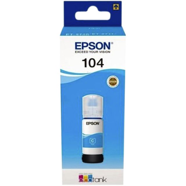 EPSON - Bouteille d'encre 104, 7 500 pages, OEM C13T00P240, Cyan