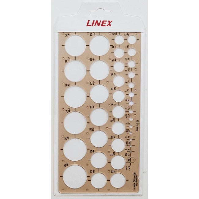 Linex - Gabarit de cercle 39 cercles avec pieds encreurs 1-35mm gris