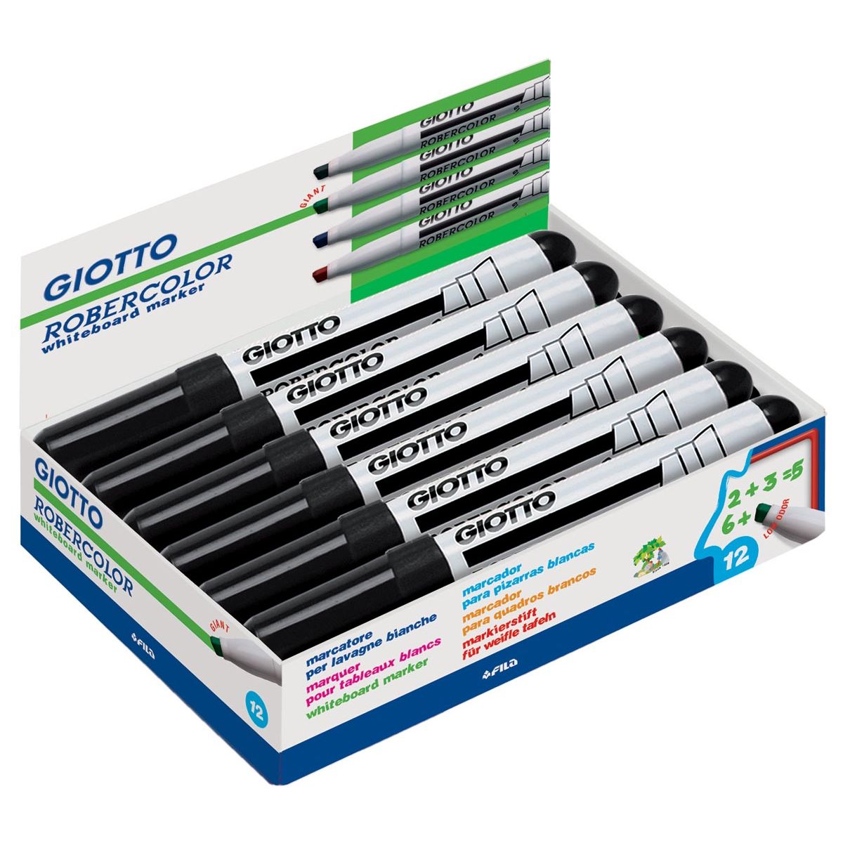 Giotto -  Robercolor whiteboardmarker maxi, schuine punt, zwart