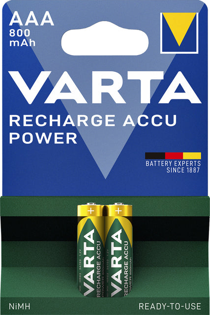 Varta - Batterie rechargeable 2xAAA 800mAh prête à l'emploi
