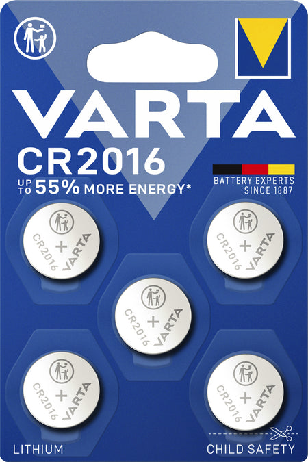 Varta - Pile bouton CR2016 lithium blister de 5 pièces