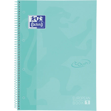 Oxford - Carnet Touch peanbook A4+ ligne 4 trous 80 feuilles menthe pastel