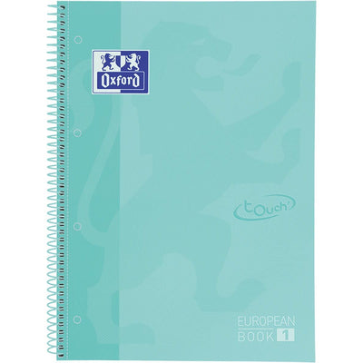 Oxford -  School Touch peanbook spiraalblok, ft A4+, 160 bladzijden, gelijnd, pastel groen