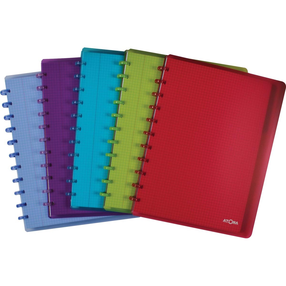 Atoma - Carnet A4+ diamant 5x5mm 120 pages 90gr PP transparent assorti