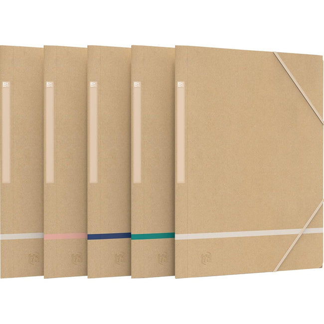 Oxford -  elastomap, uit karton, ft A4, naturel en geassorteerde kleuren, pak van 5 stuks