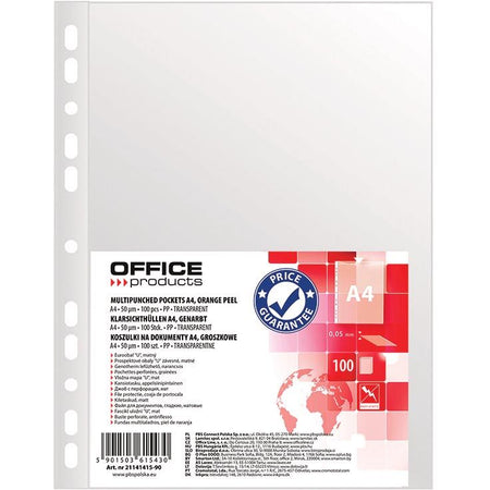 OFFICE products -   geperforeerde showtas, A4, 50 micron, gekorreld, pak van 100 stuks