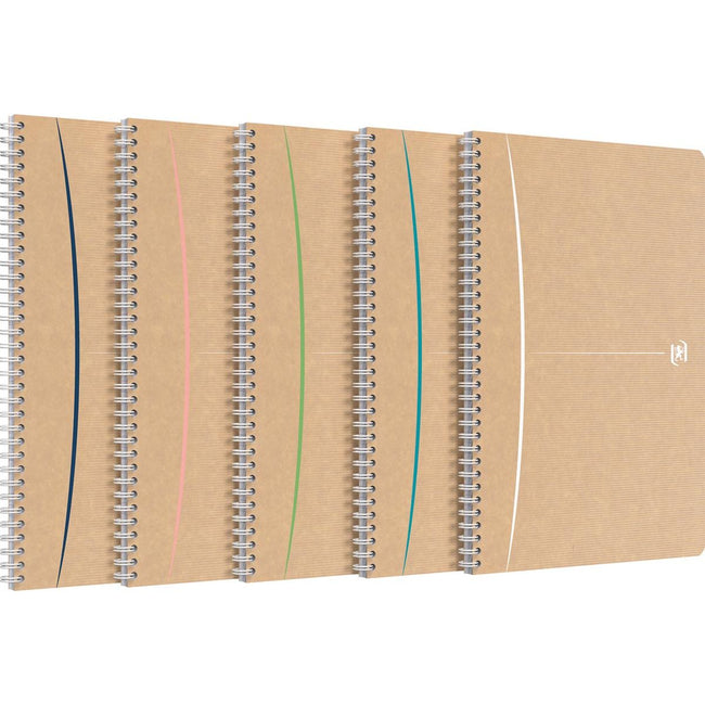 Oxford - carnet à spirales, 180 pages, format A4, quadrillé 5 mm, couleurs assorties