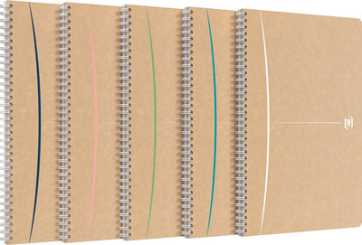 Oxford - carnet à spirales, 180 pages, format A4, quadrillé 5 mm, couleurs assorties