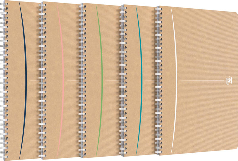 Oxford - carnet à spirales, 180 pages, format A4, quadrillé 5 mm, couleurs assorties