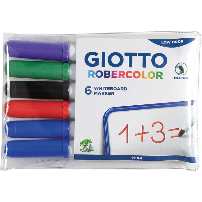 Giotto - Marker de tableau blanc RoberColor, moyen moyen, point rond, endus avec 6 pièces en couleurs assorties