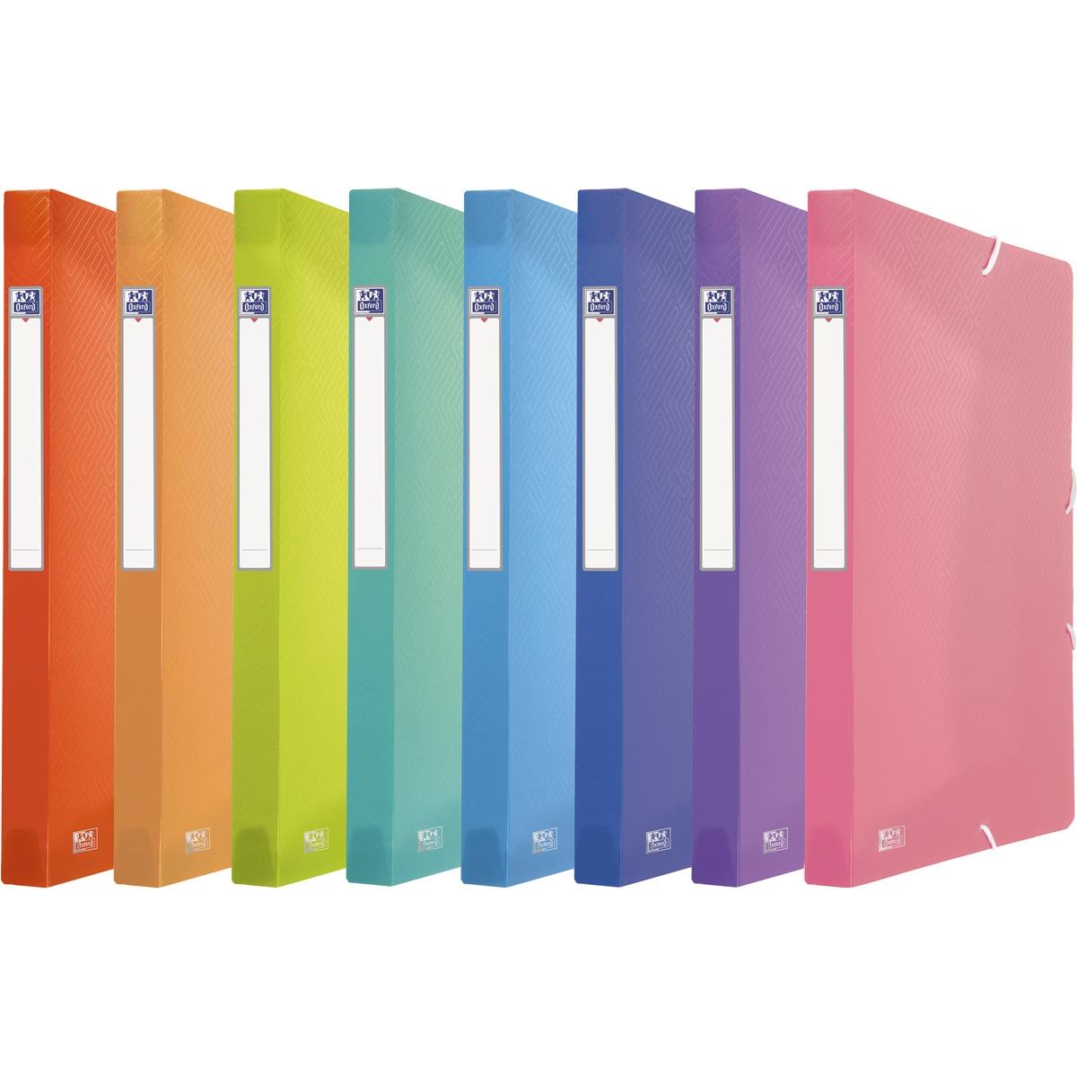 Oxford - Boîte élastobox Urban en PP, format 24 x 32 cm, dos de 2,5 cm, couleurs transparentes assorties
