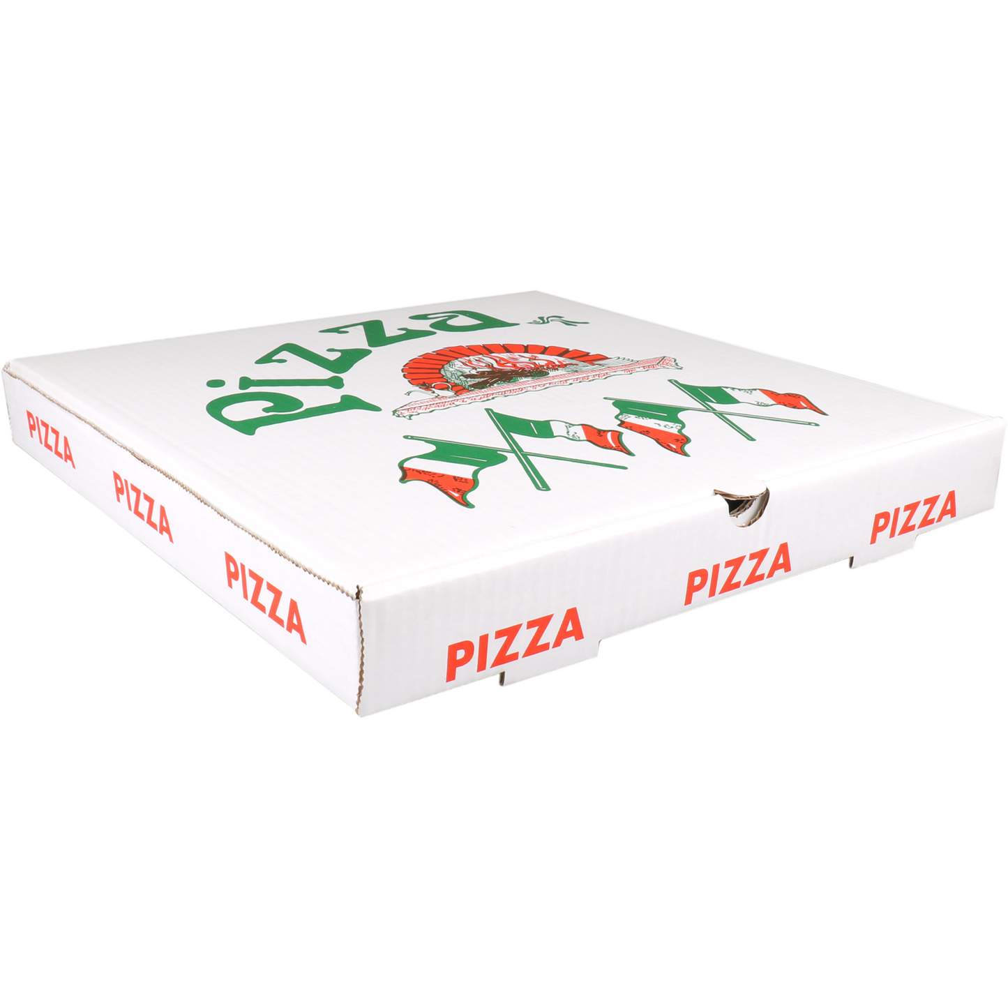 Klika - Boîte à pizza | carton ondulé | 36x36x4,5cm | américain | blanc | 100 pièces