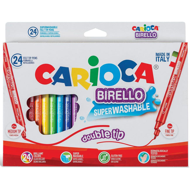 Carioca -  viltstift Dubbelpunter Birello Superwashab 24 stiften