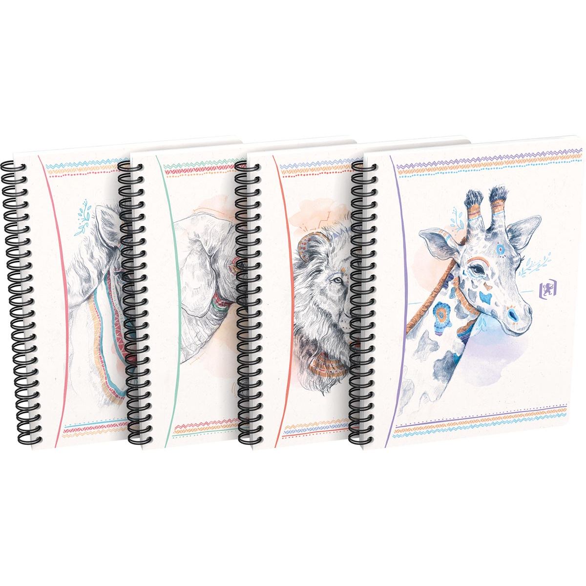 Oxford - Boho-Spiralnotizbuch, ft A5, 120 Seiten, kariert 5 mm, verschiedene Farben