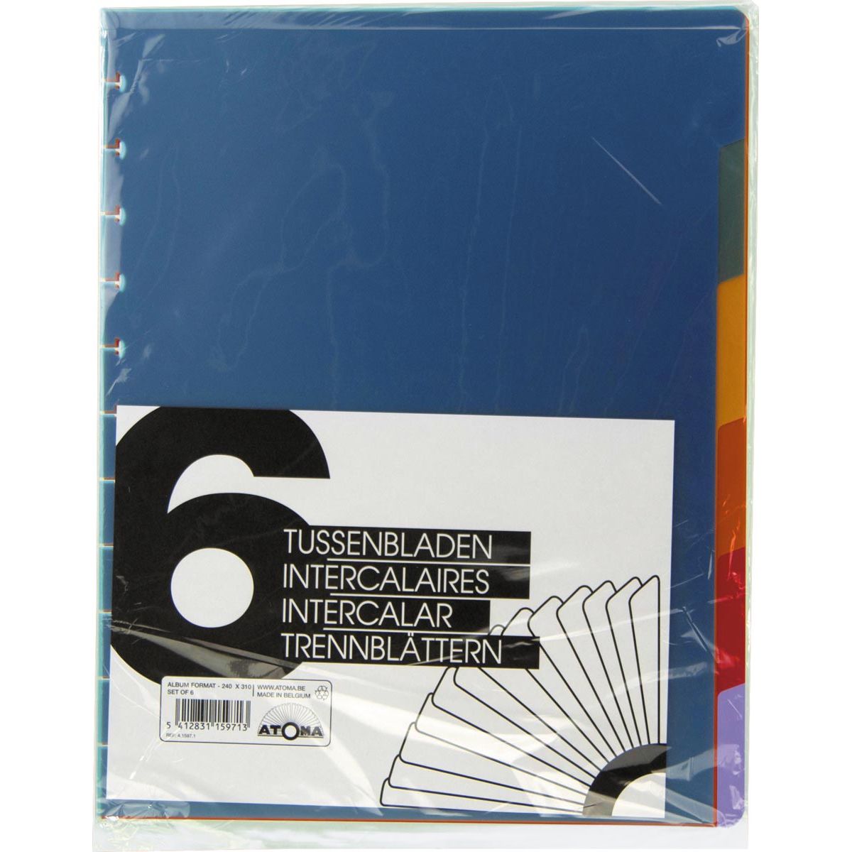 Atoma -  tabbladen, voor A4+ schriften, uit PP, set van 6 stuks, geassorteerde kleuren
